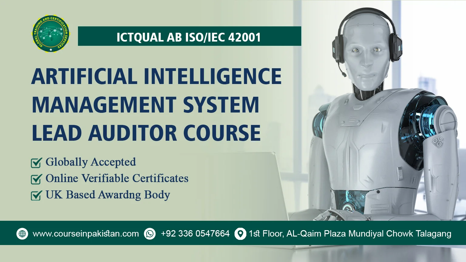 ICTQual ISO/IEC 42001 Artificial Intelligence Management System Lead Auditor Course