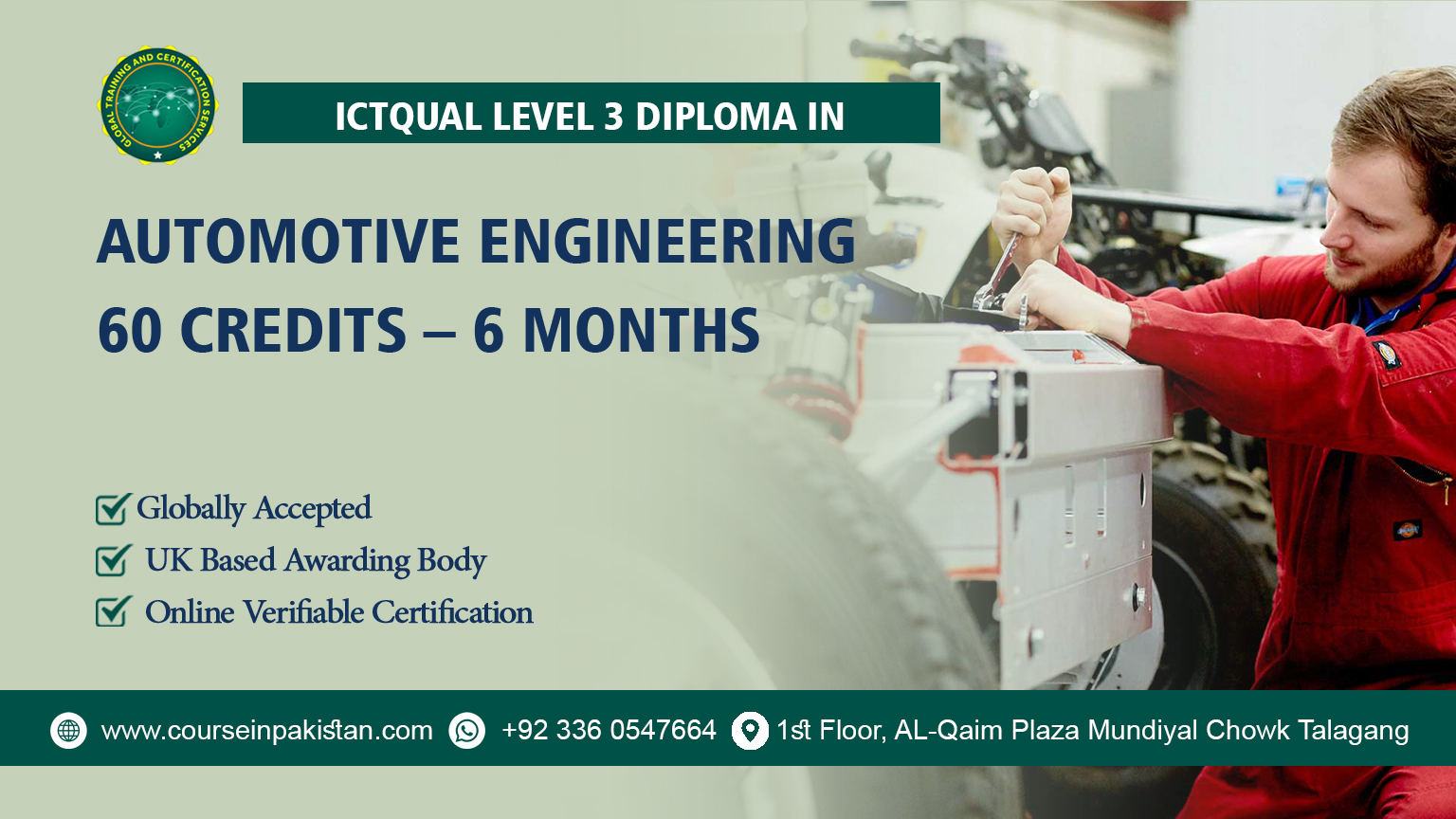 ICTQual Level 3 Diploma in Automotive Engineering 60 Credits – 6 Months