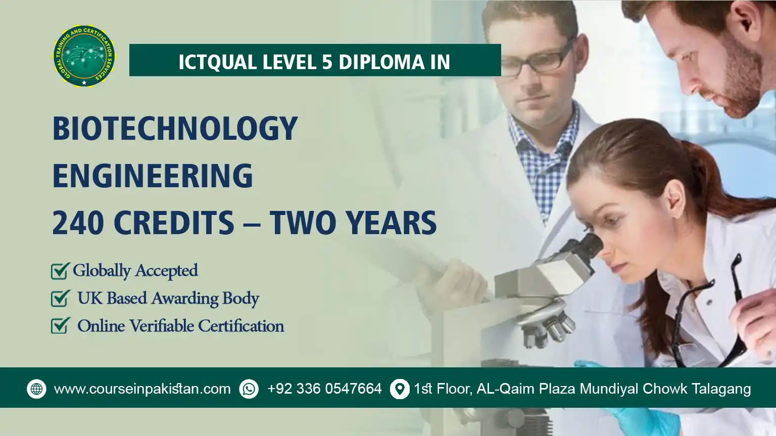 ICTQual Level 5 Diploma in Biotechnology Engineering 240 Credits – Two Years