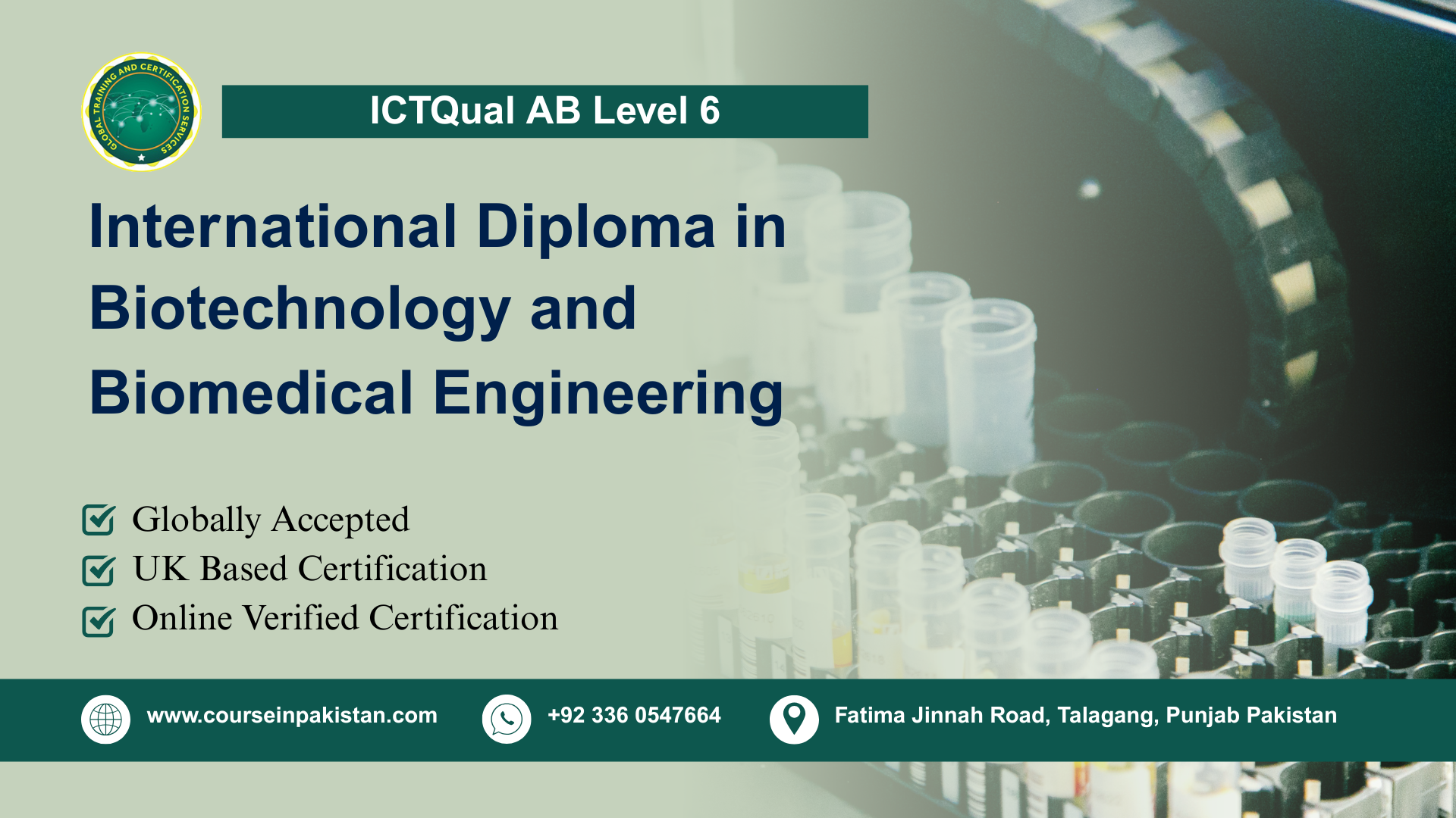 ICTQual AB Level 6 International Diploma in Biotechnology and Biomedical Engineering