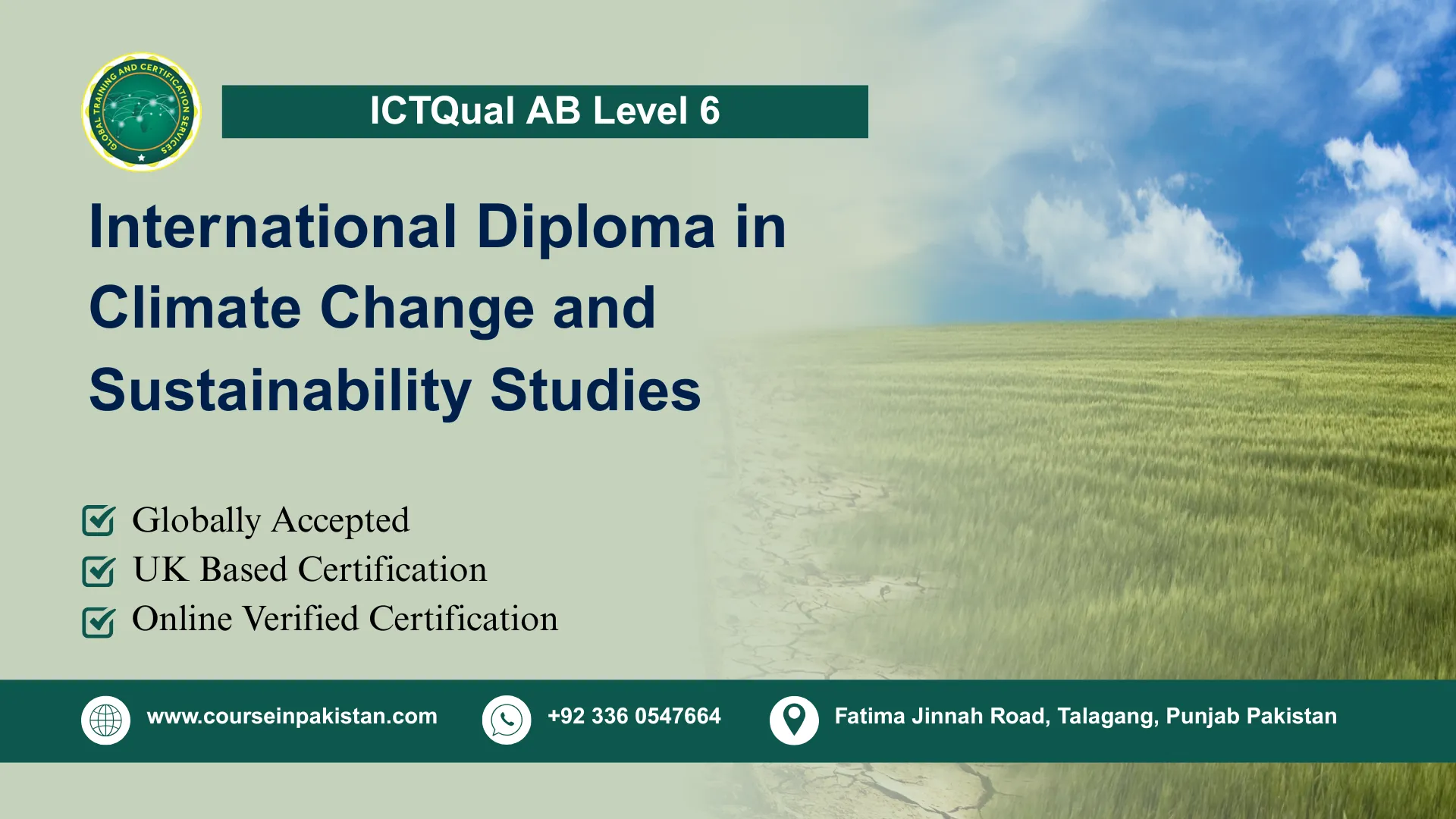 ICTQual AB Level 6 International Diploma in Climate Change and Sustainability Studies